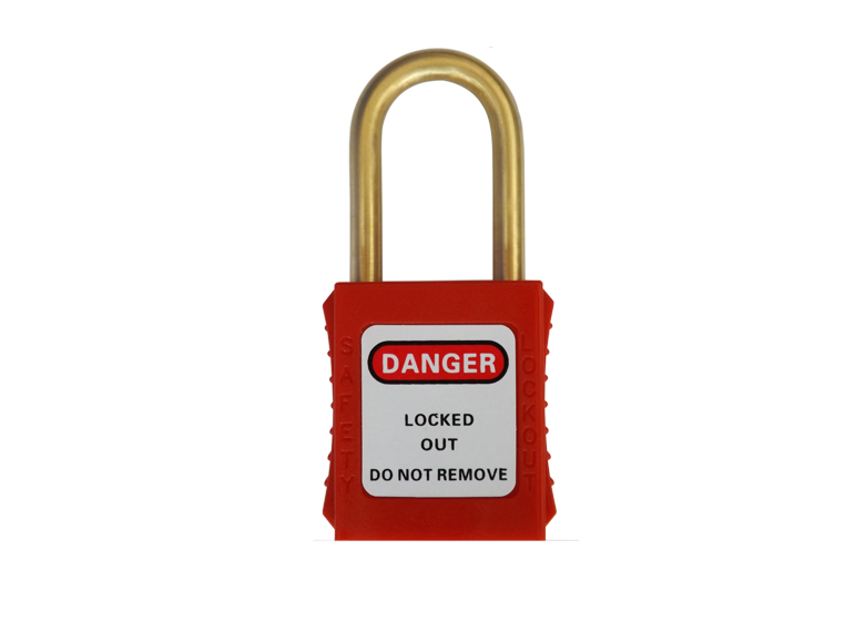 Brass shackle safety padlock